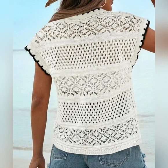 2026 New Release Crochet V-Neck Sweater Vest Size Large - Picture 2 of 4